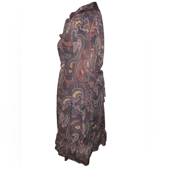 Rare vintage Dunnes Elegant Paisley neck bow dainty 70s style feminine dress 10 - Picture 2 of 11
